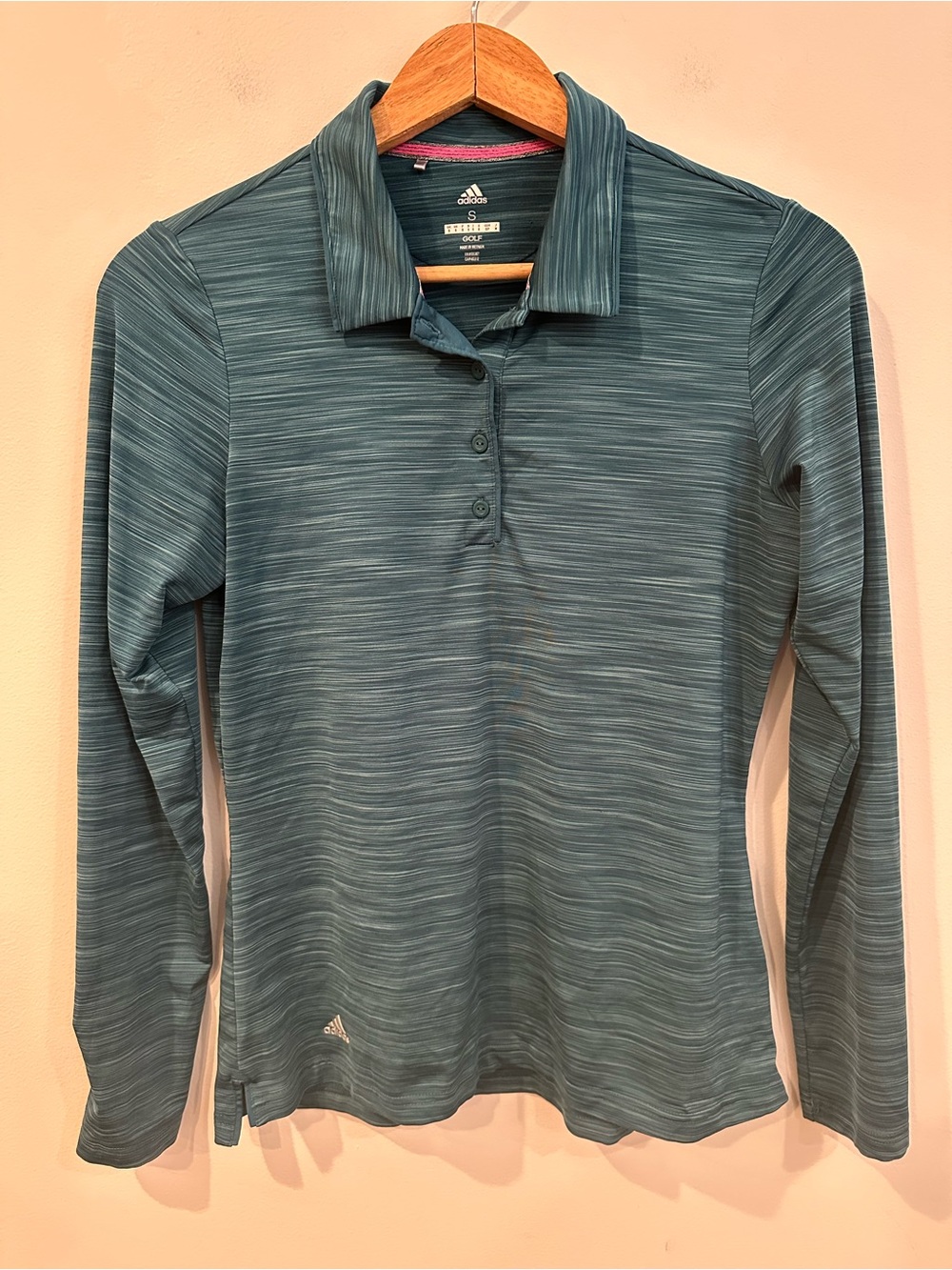Adidas Women’s Golf Polo Long Sleeves Heather Blue Small EUC
